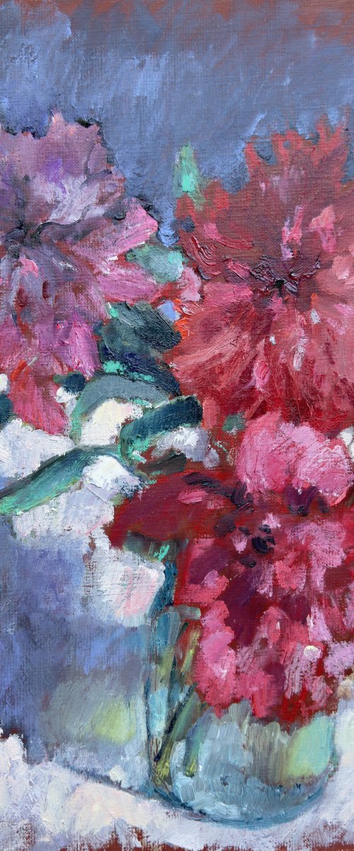 Pink peonies flowers by Olha Laptieva