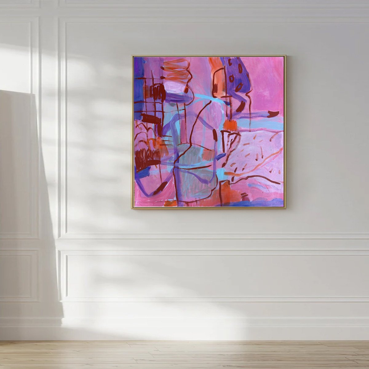 Abstract Acrylic Painting By Pk Roberton, 31 X 31", Cut Loose, Original Artwork