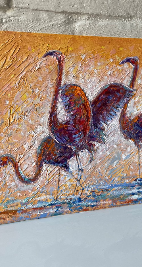 Flamingos by Mary Voloshyna