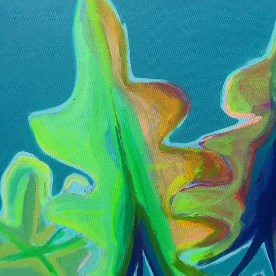 Blue and Green Alocasia Study