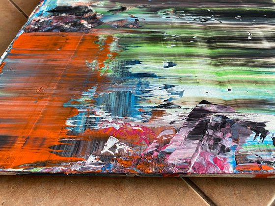 "Quagmire" - FREE USA SHIPPING - Original PMS Abstract Acrylic Painting On Reclaimed, Upcycled Wood - 48" x 20"