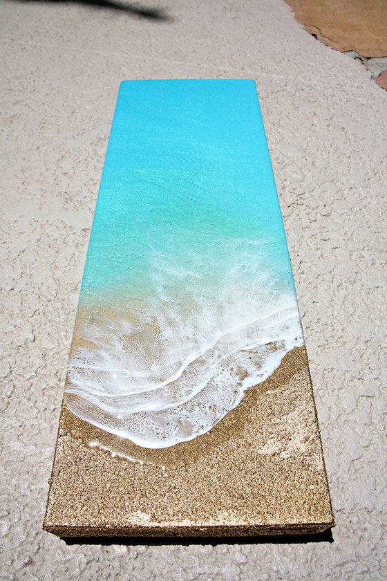 Teal Waves tropical beach painting