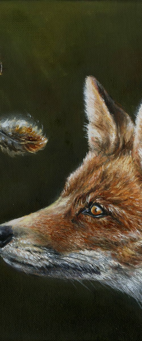 Fox and feathers by Una Hurst