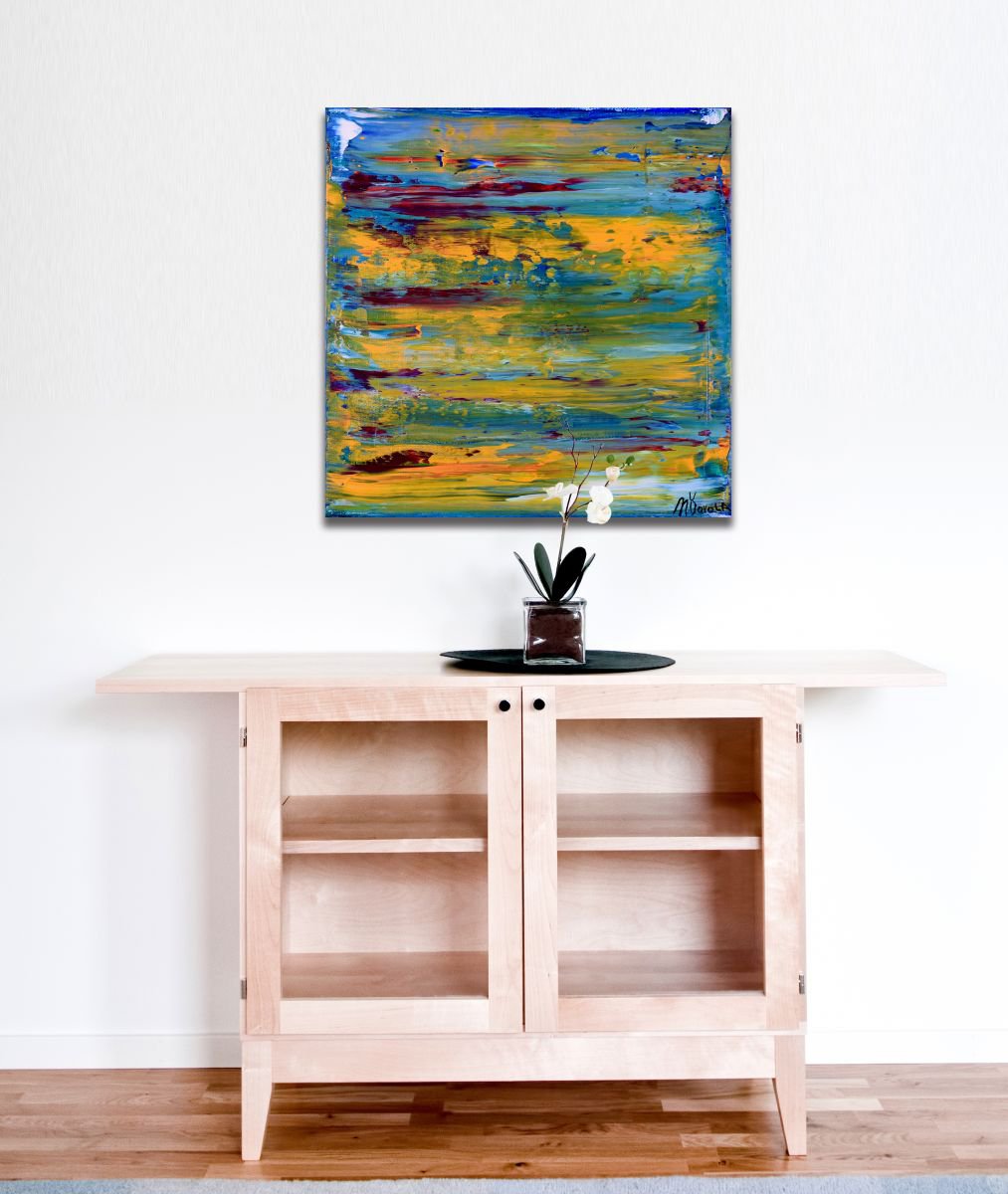 Abstract Acrylic Painting By Nestor Toro, 10 X 10", Landslides, Original Artwork