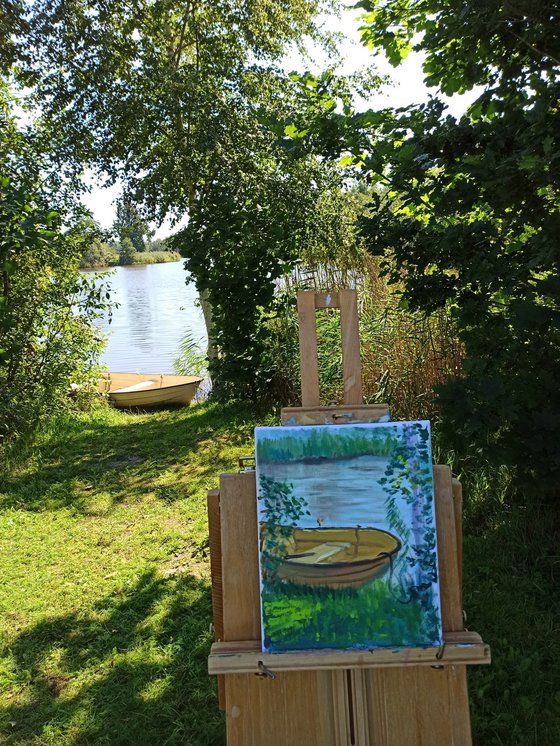 Small boat at the Dutch canal