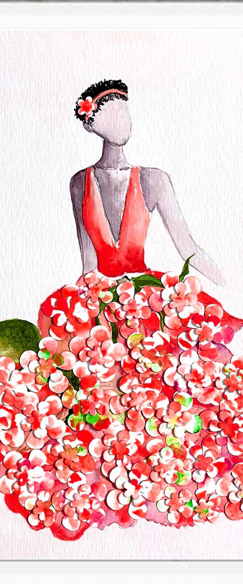 Lady in red, 3d by Luba Ostroushko