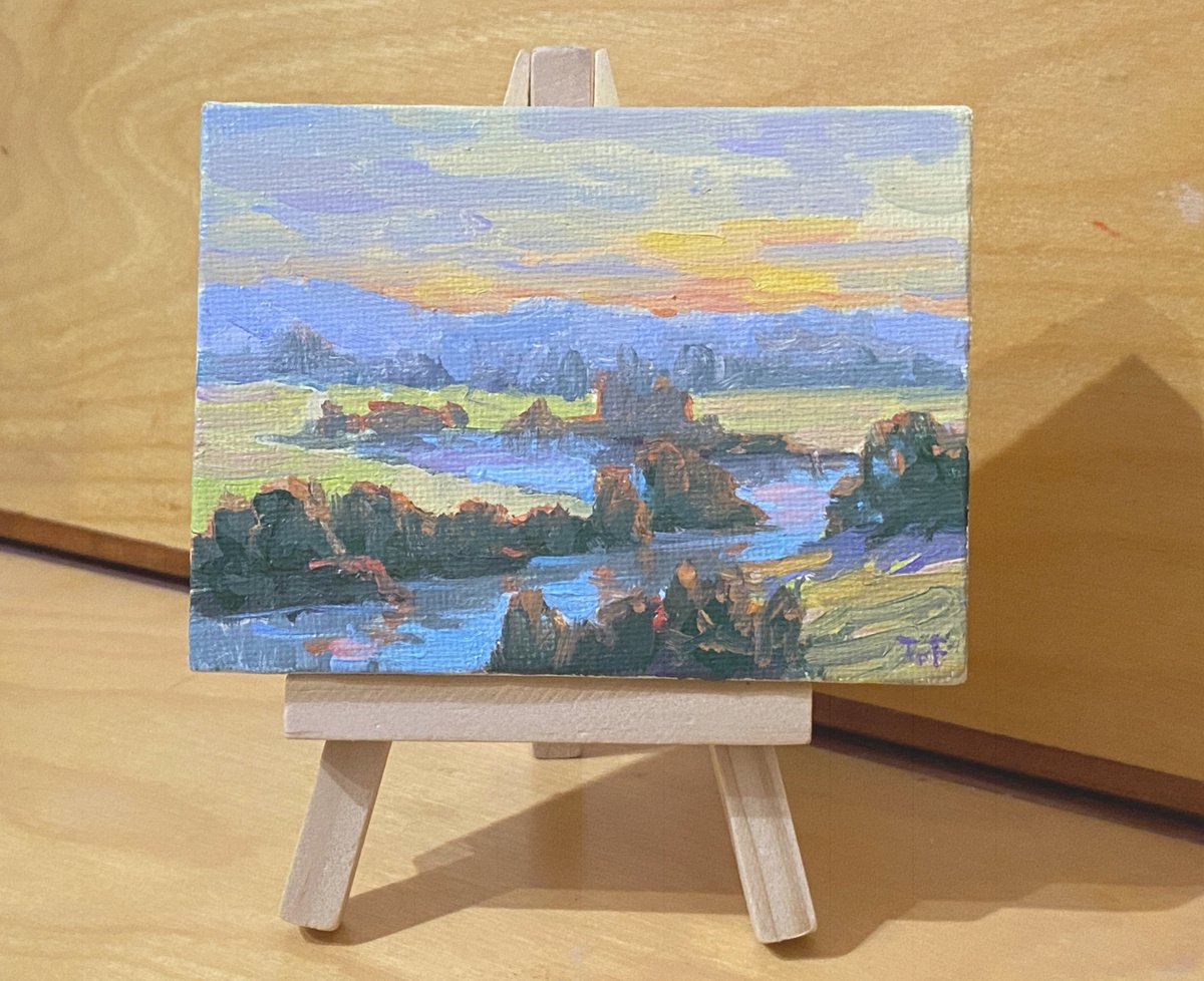 River Bend Sunset Miniature by Tatyana Fogarty