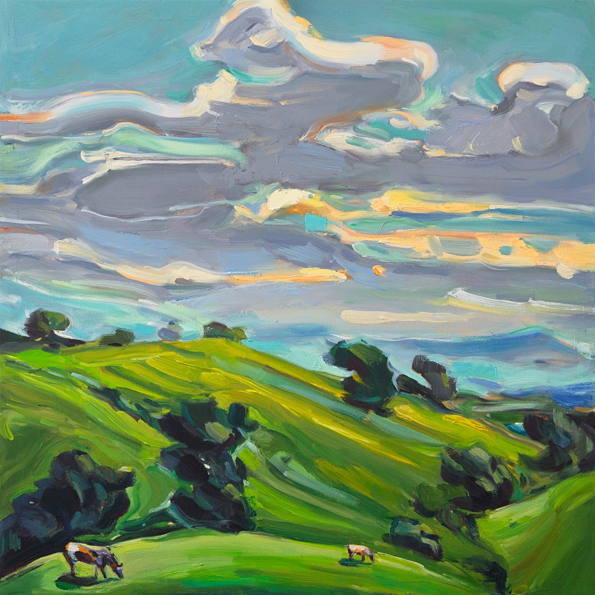 Impressionistic Landscape Oil Painting By Daria Zavadenko, 20 X 20, Summer Memories, Original Artwork