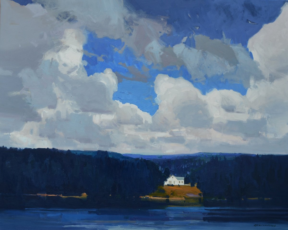 Farmstead Under The Sky By Vytautas Laisonas, 39 X 31, Artwork For Sale On Artfinder