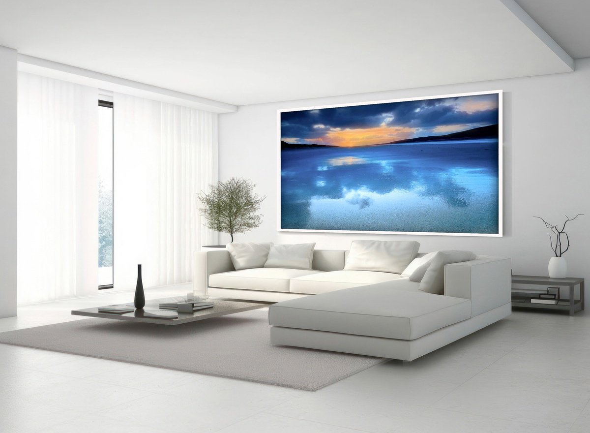 Abstract Landscape Photograph By Lynne Douglas, 76 X 50", Luskentyre Sunset, Original Artwork