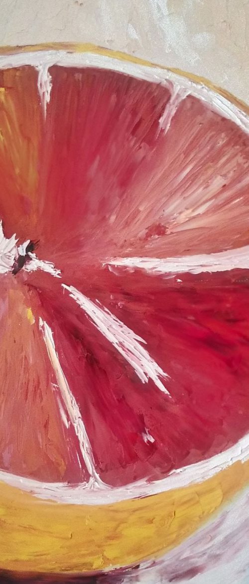 Red orange  60x60cm by Anastasiia Novitskaya