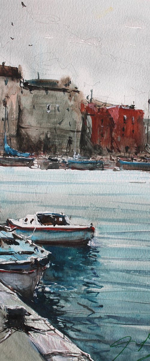 Amalfi Boats and Town by Maximo Damico