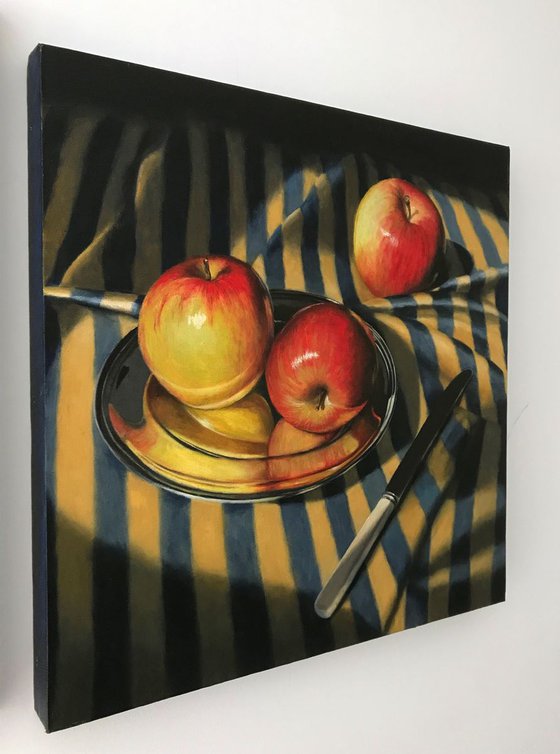 Apples on Striped Cloth