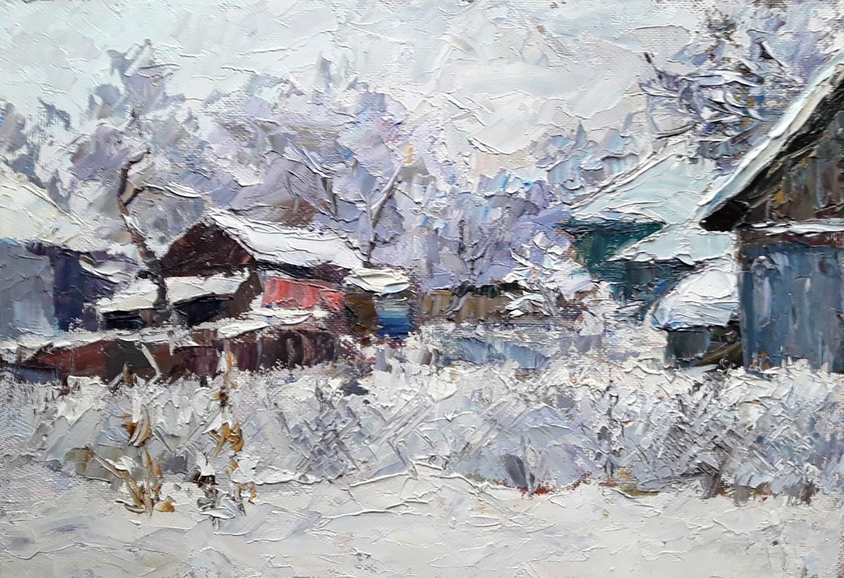 Oil painting A cold winter Serdyuk Boris Petrovich nSerb841 by Boris Serdyuk