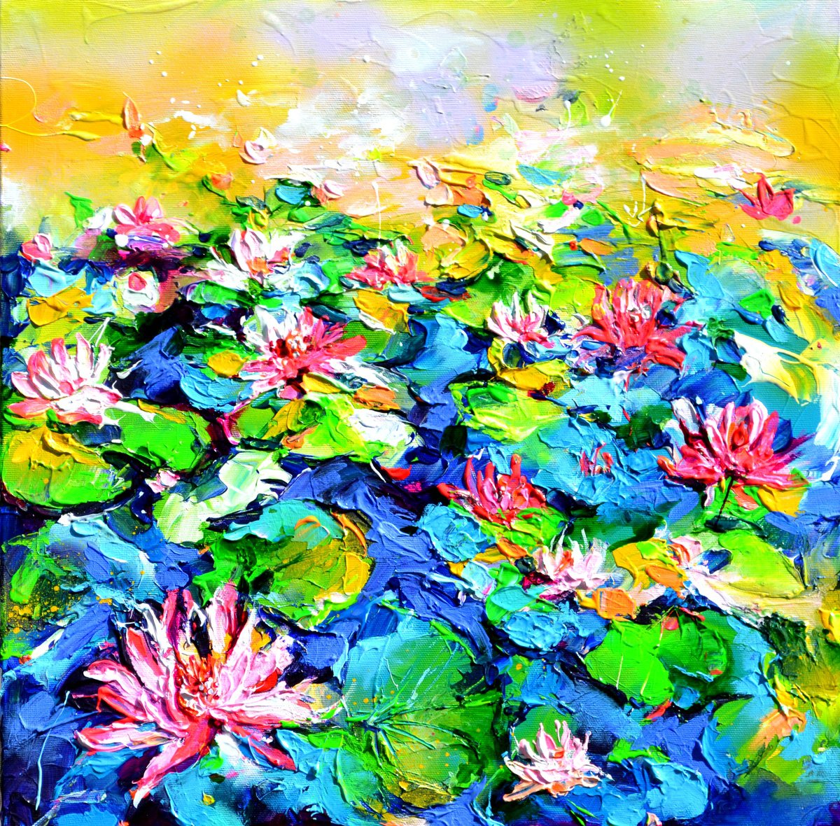 Red Water Lilies on the Pond 2 by Soos Roxana Gabriela