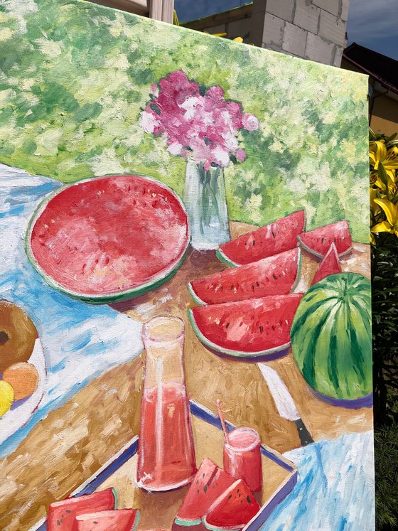 Still life with watermelon