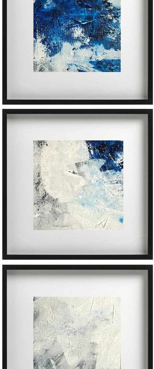 Aqualumieres No. 18220-4-6  black and white with blue - set of 3 by Anita Kaufmann