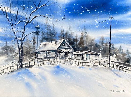 Winter in the Hinterland, watercolour