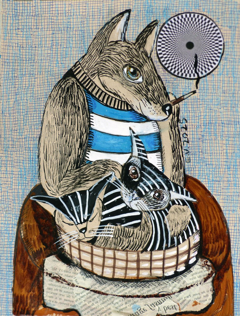 Animal Painting By Elizabeth Vlasova, 9 X 12, Metaphysics Of Care, Original Artwork