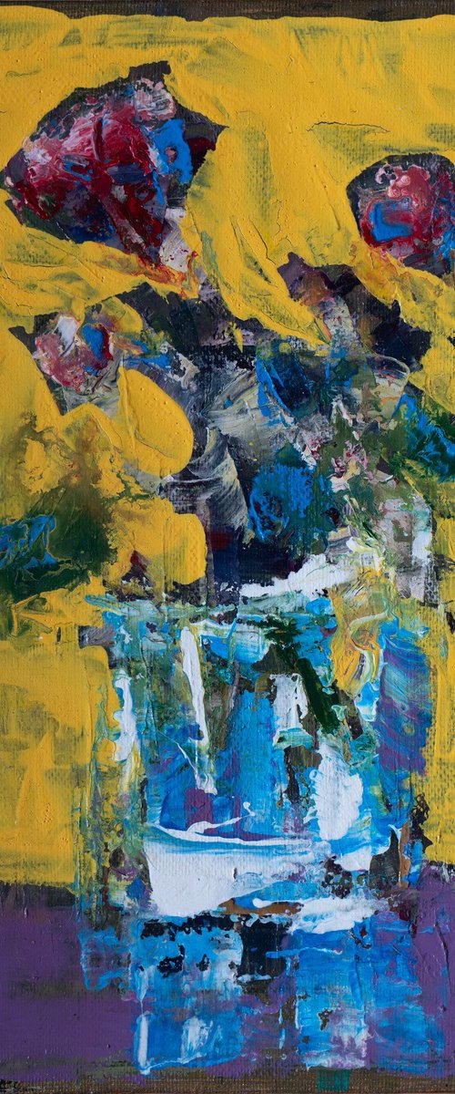 Red flowers on yellow by Ashot Sardaryan