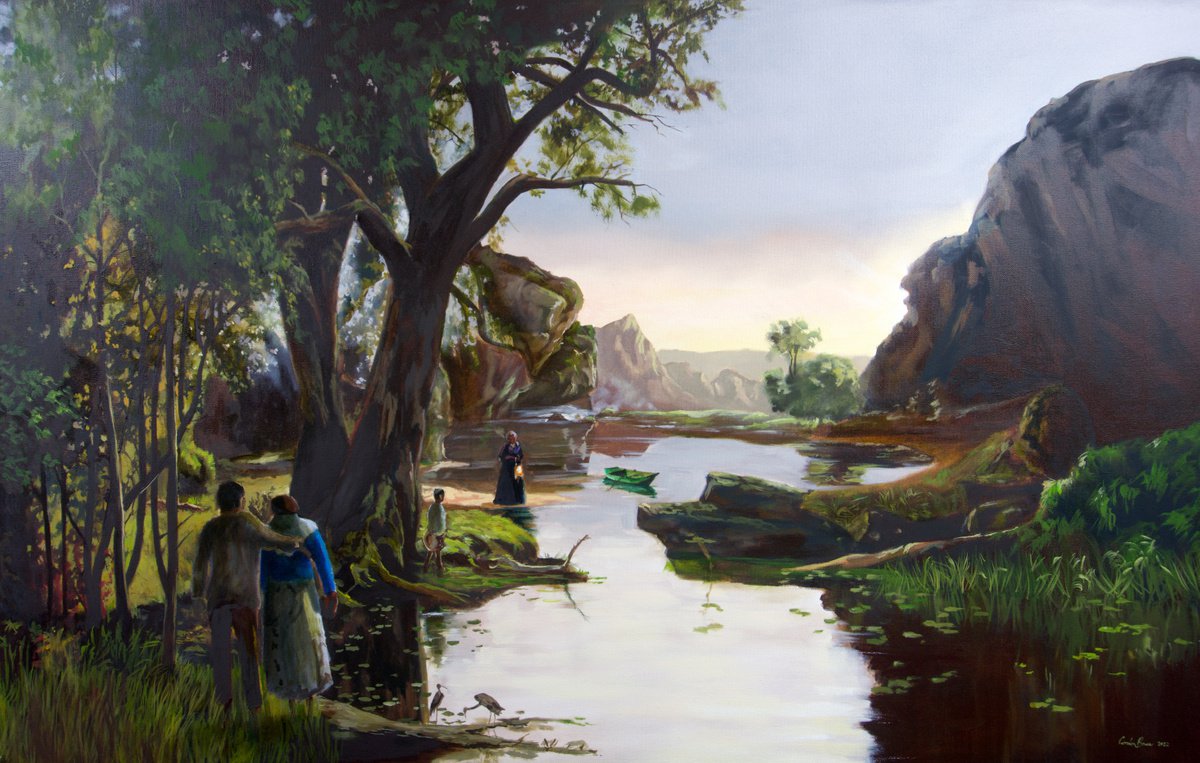 Impressionistic Landscape Oil Painting By Gordon Bruce, 48 X 30, Harriet Tubman And The Underground Railroad, Original Artwork