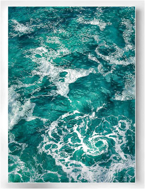 Silk Seas - Teal and white canvas seascape by Lynne Douglas