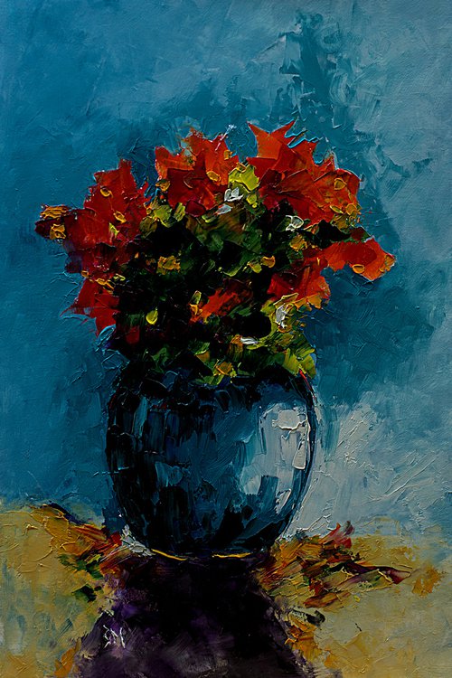 Modern still life painting with flowers by Marinko Šaric