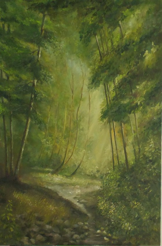 Forest, original, one of a kind, oil on canvas painting