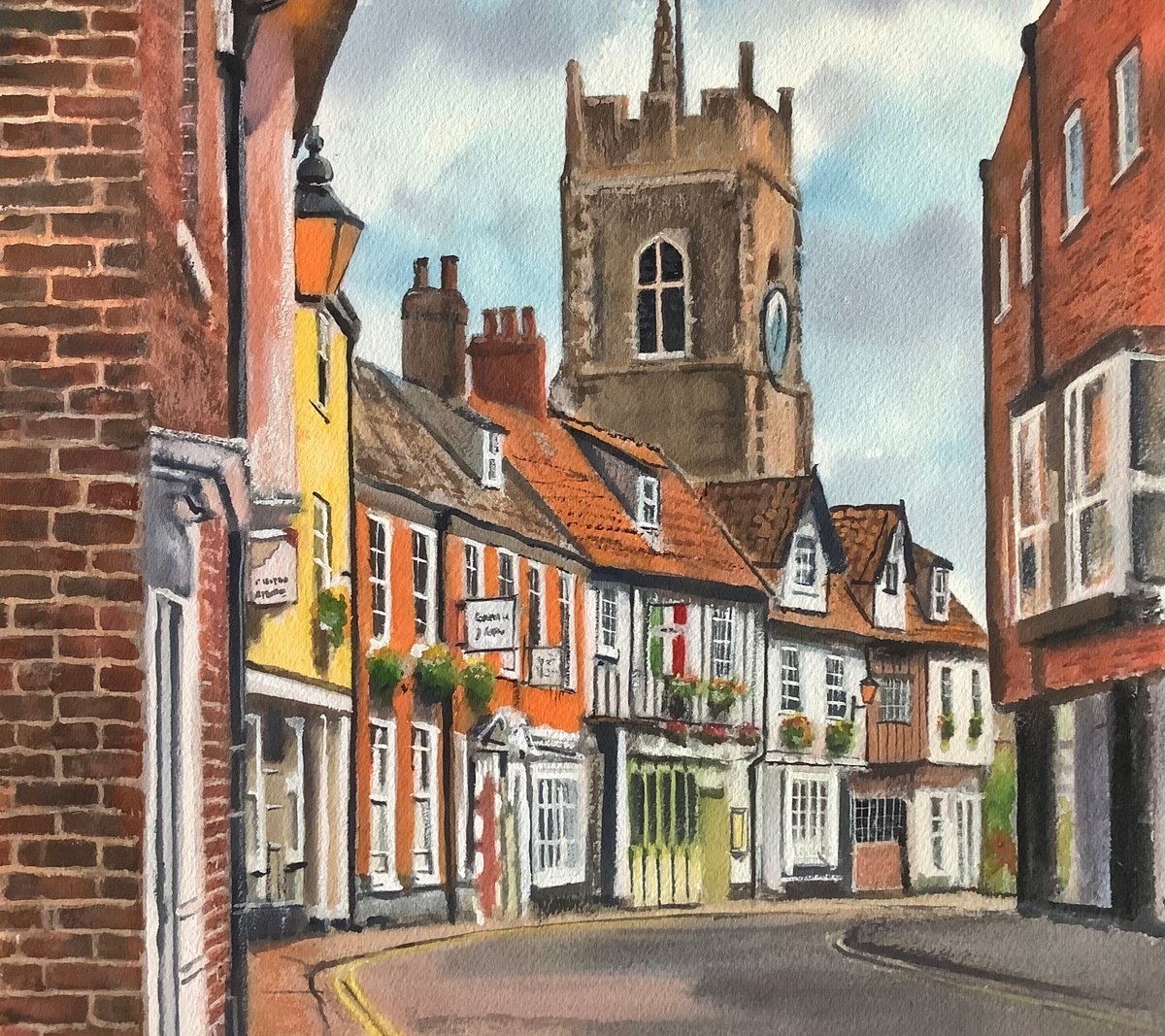 Photorealistic Cityscapes Watercolour By Darren Carey, 11 X 15, Norwich City Scene, Original Artwork