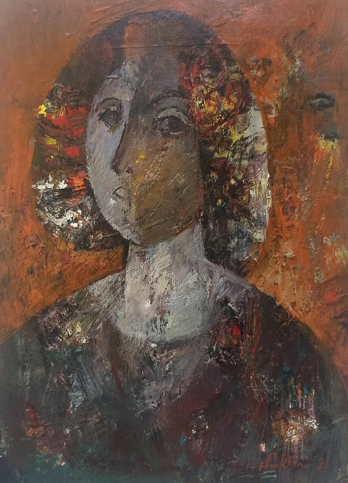 Portrait 31x43cm, oil painting, paper by Matevos Sargsyan
