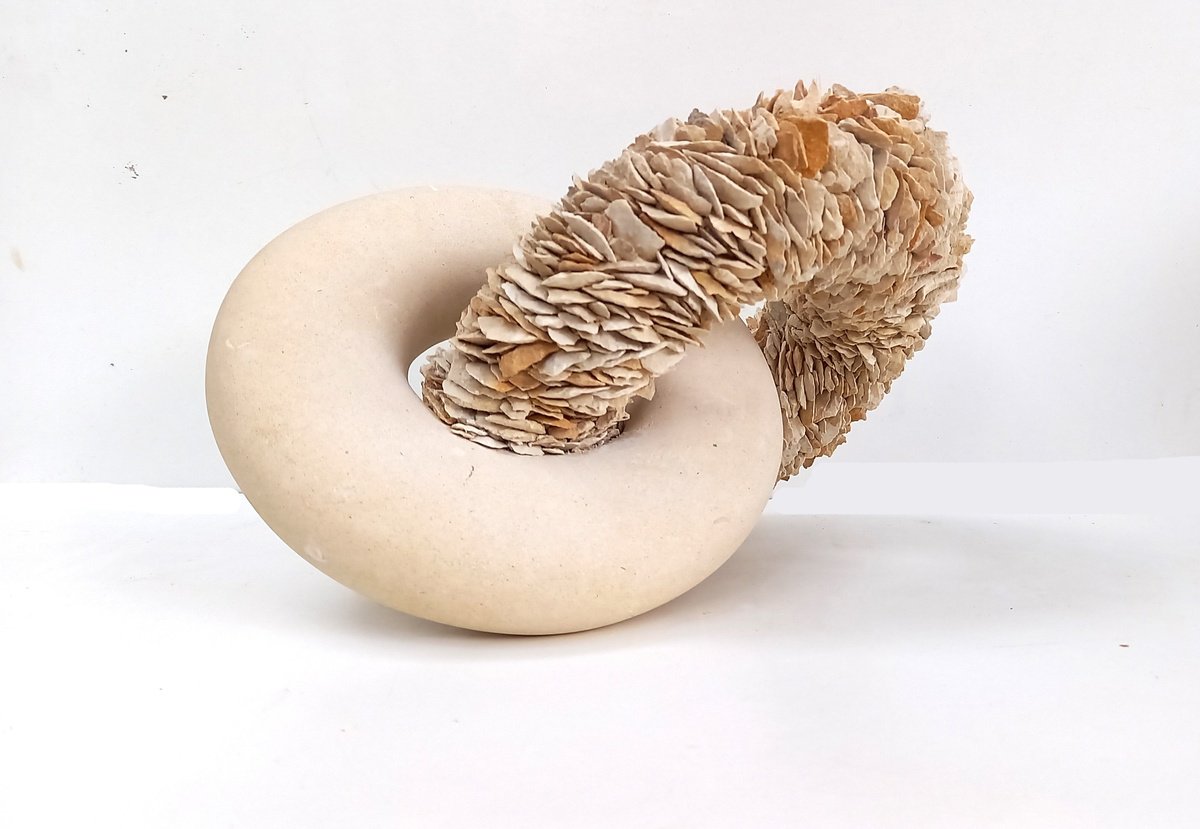 Geometric Abstract Stone Sculpture By Emanuela Camacci, 9 X 6, Rings, Original Artwork