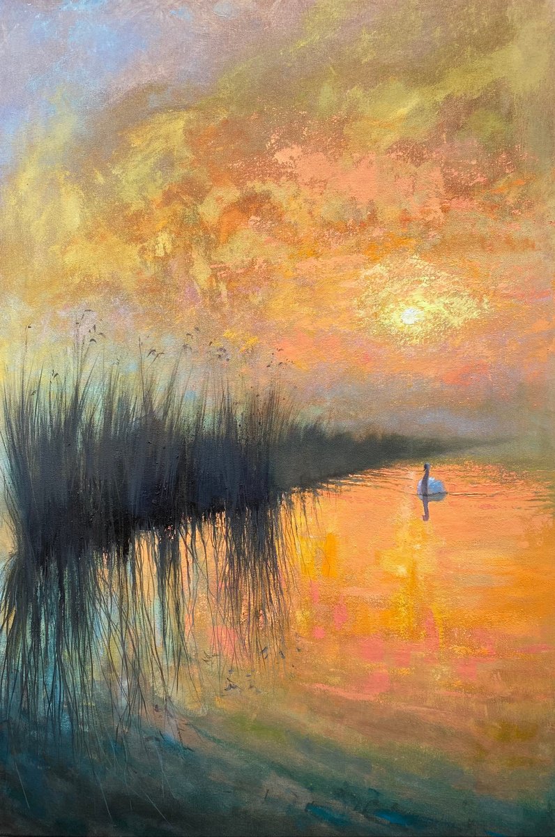 Dawn Over The Long Marshes By Simon Jones, 24 X 36, Artwork For Sale On Artfinder