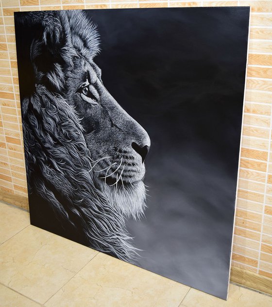 "Lion" , the brave heart  100 X 100 cm