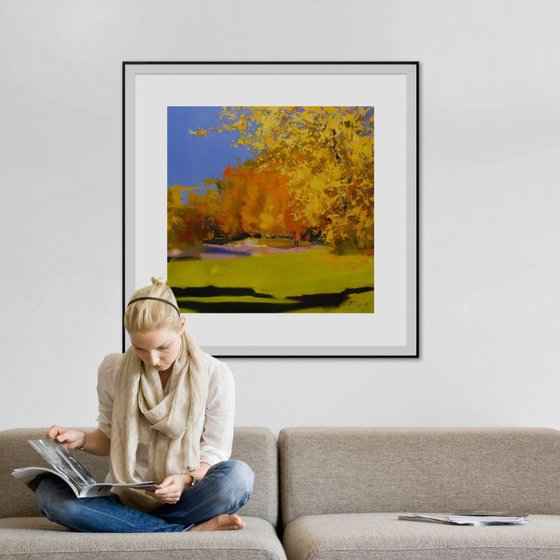 Golden Autumn Landscape Painting,  " Gold "