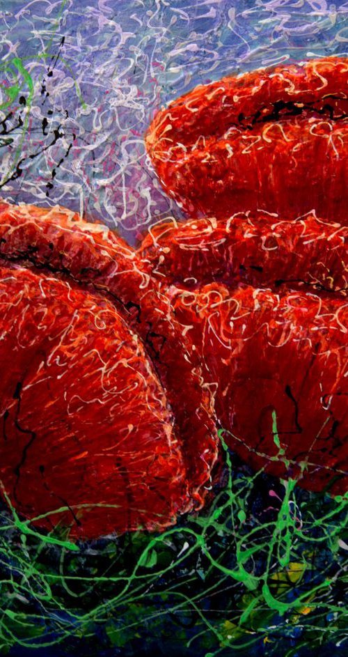 Blazing Poppies - Original Painting   by Olena Art by Lena Owens at OLena Art