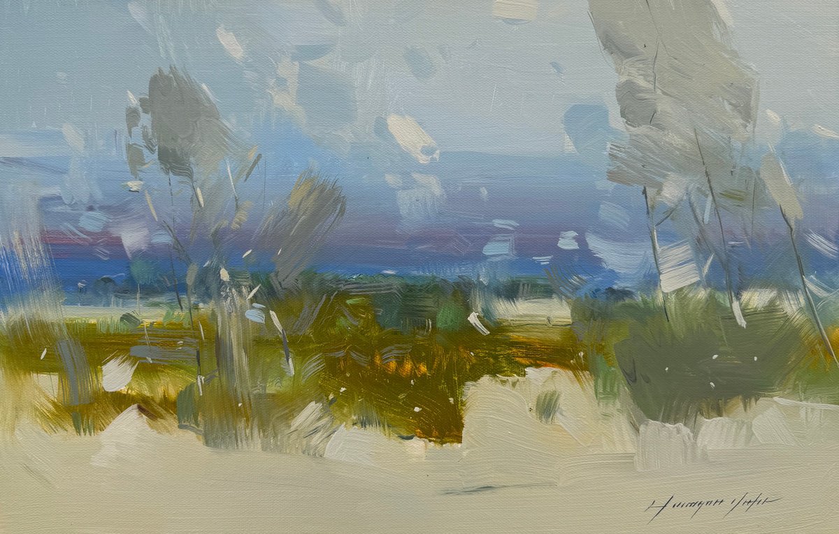 Impressionistic Landscape Oil Painting By Vahe Yeremyan, 23 X 15", Echoes Of Rain, Original Artwork