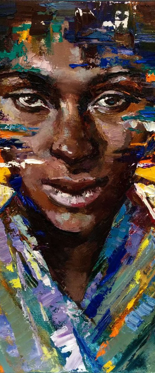 African woman portrait painting Original oil painting by Anastasiia Valiulina
