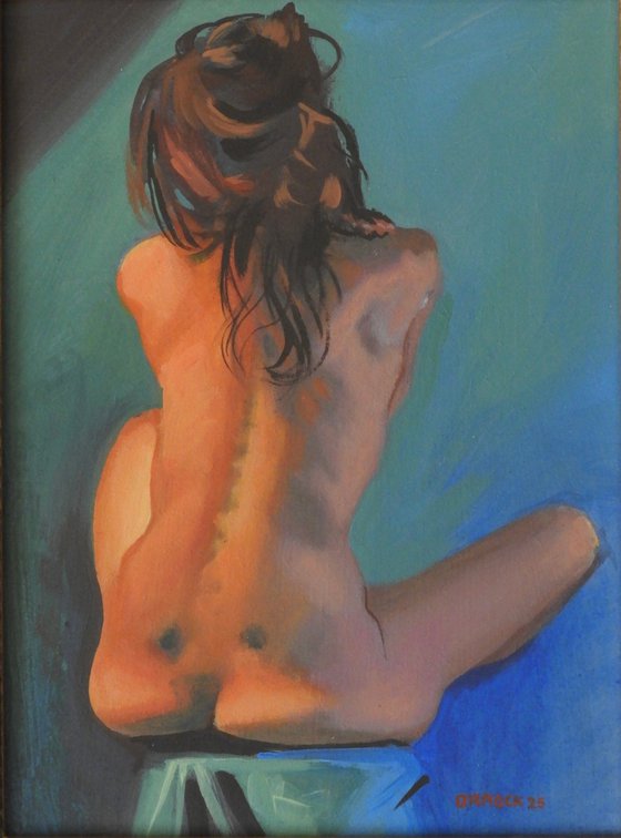 Nude seated back view