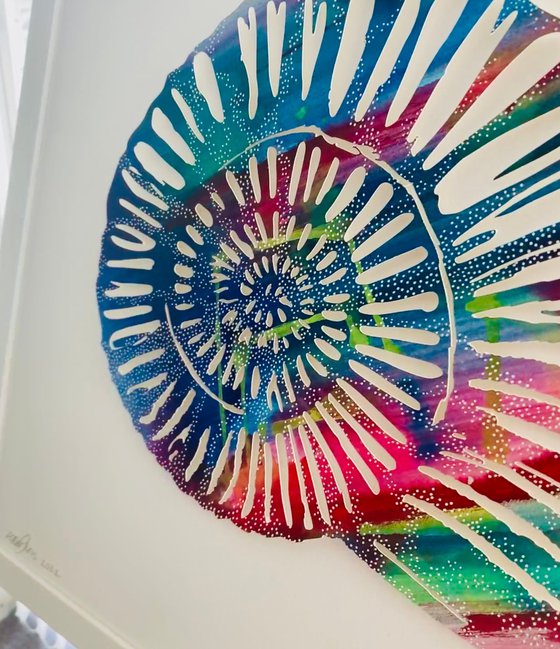 Ammonite Watercolour Paper-cut