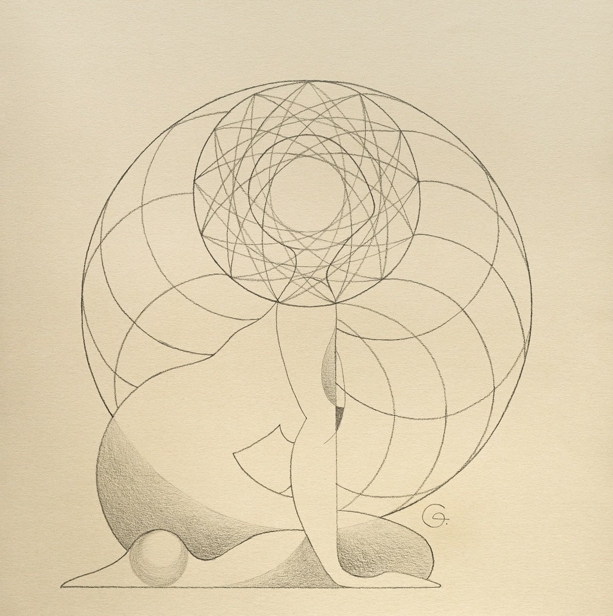 Geometric Abstract Pencil Drawing By Tetiana Gryshchenko, 20 X 20", Graphic 20, Original Artwork