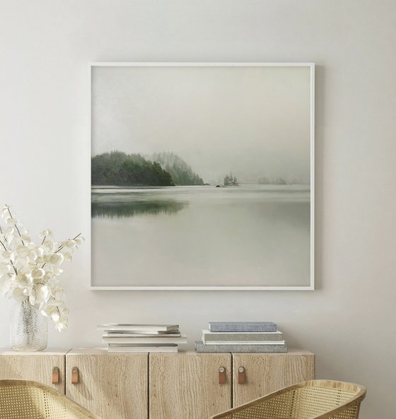 "River Fog 4" River forest oil landscape