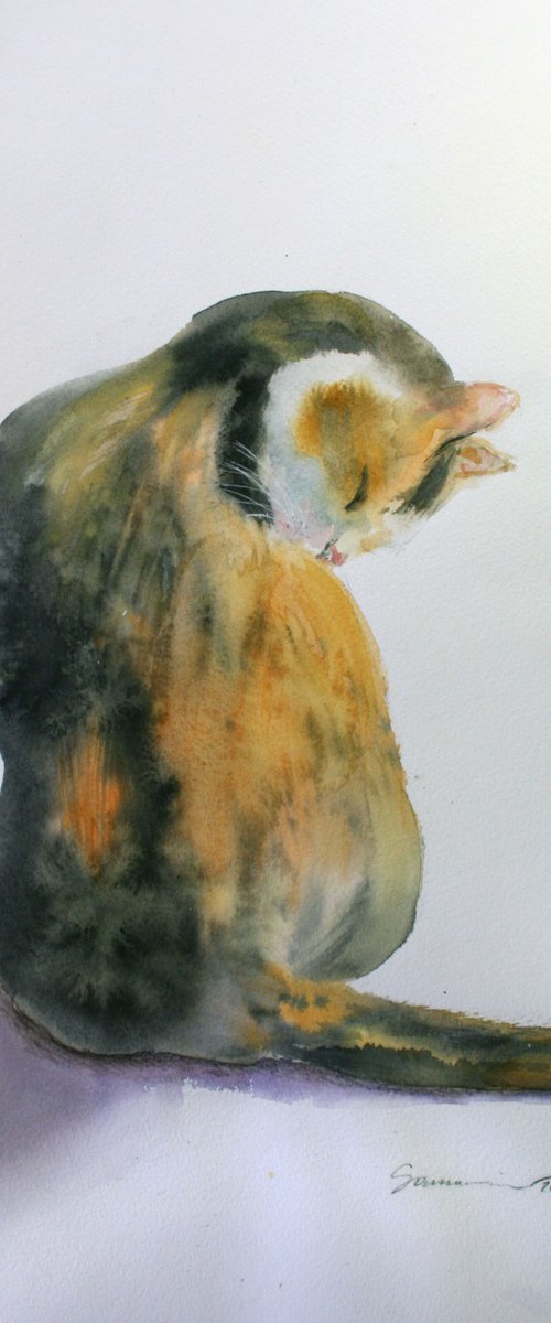 CAT VII / FROM THE ANIMAL PORTRAITS SERIES / ORIGINAL PAINTING by Salana Art Gallery