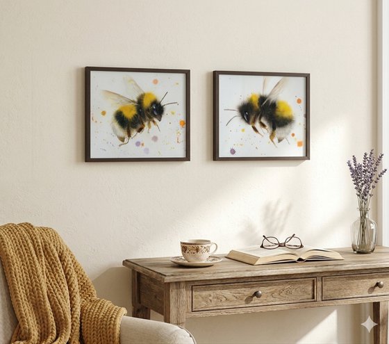 Bumblebee Duo – Diptych of Two Bumblebees