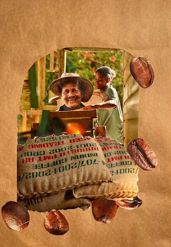 Woman Man Coffee Time Collage