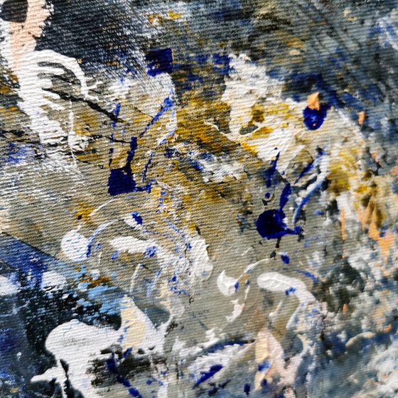 Beautiful abstract dark blue angel series painting by KLOSKA