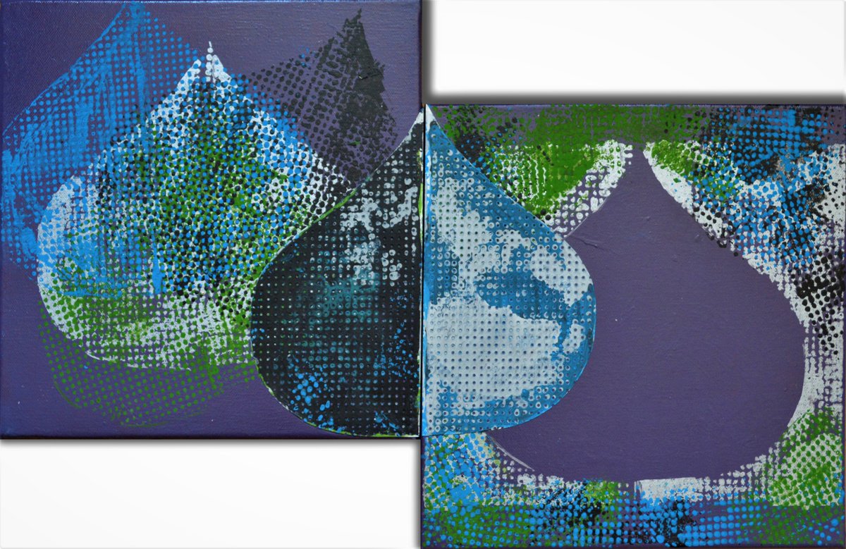 Typographic Landscape Acrylic Painting By Nikoleta Ivanova, 24 X 12", - Pop Drop - ?, Original Artwork