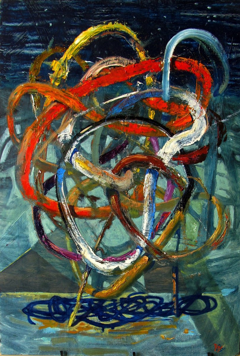 Abstract Oil Painting By Serhiy Roy, 15 X 22", In Movement Iii, Original Artwork