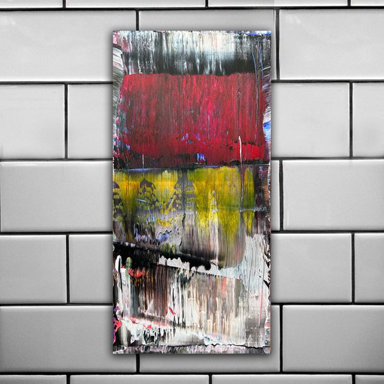 "Burn Out With Me" - Original PMS Abstract Acrylic Painting On Reclaimed Wood Panel - 11.5" x 24"