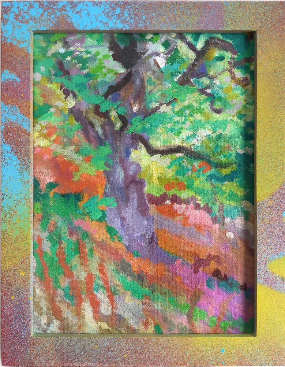 Expressive Botanical Acrylic Painting By Adam Grose Ma Pgce, 10 X 12, Creech Tree, Original Artwork