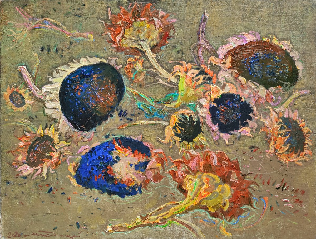 Impressionistic Still Life Oil Painting By Pavlo Makedonskyi, 41 X 31", September, Original Artwork